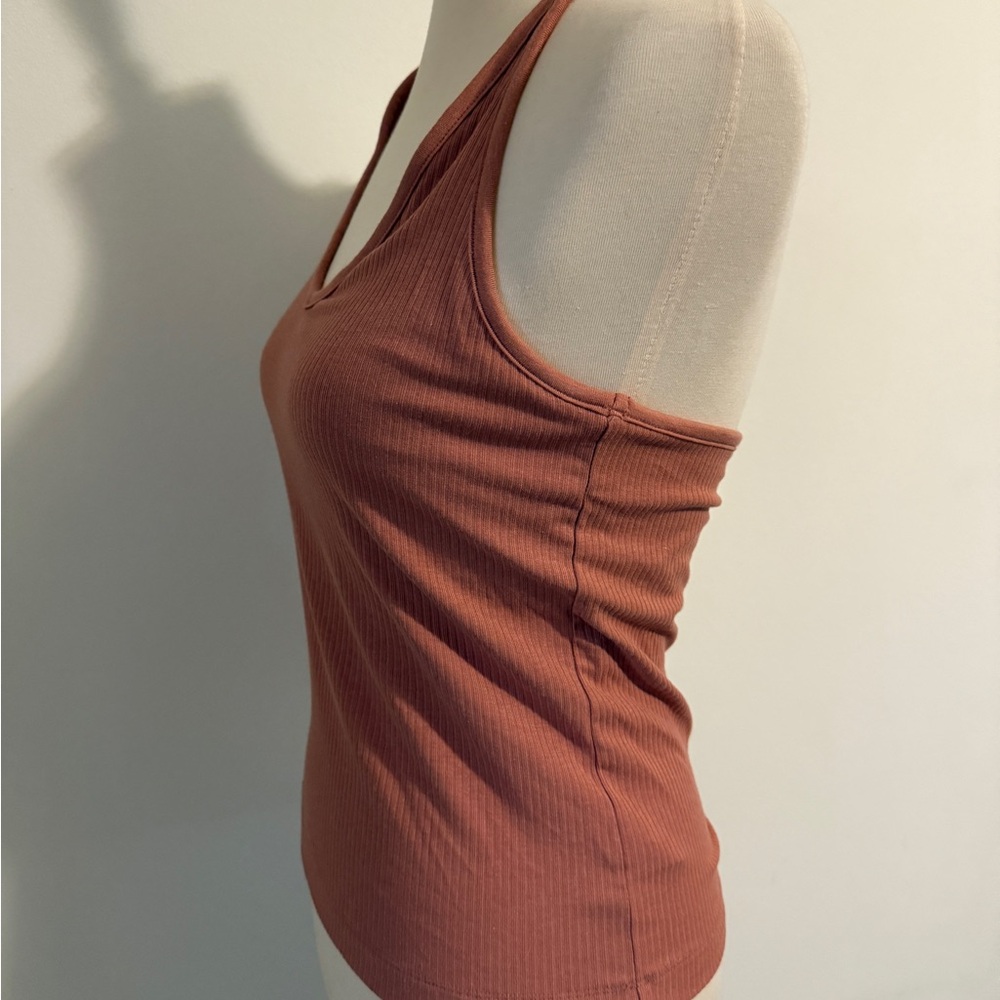 Old Navy Women's Ribbed Halter Tank Top - Terracotta - Picture 3 of 6